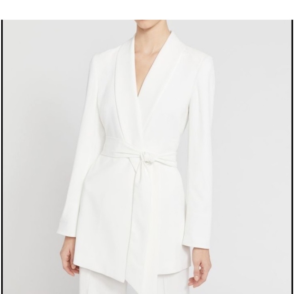 Alice + Olivia Wheaton Shawl Colllar Wrap Blazer in Off White - Picture 3 of 16